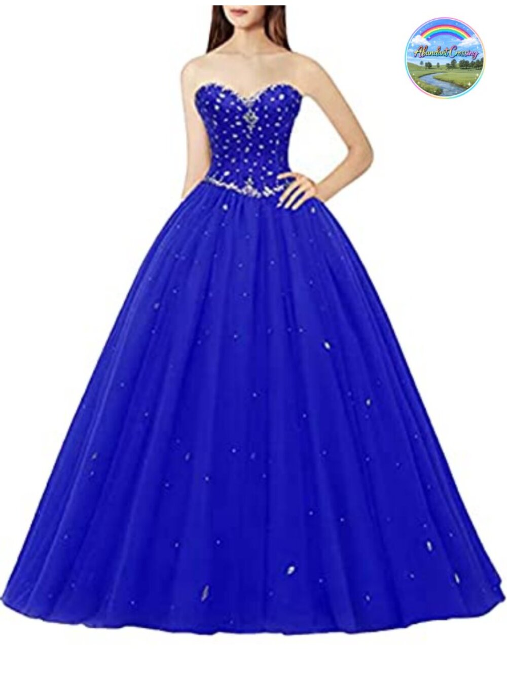 Sweetheart Tulle Satin Ball Gown Beaded Prom Quinceanera Dress